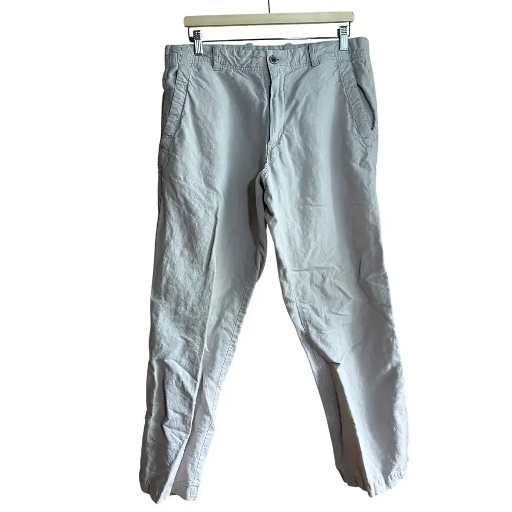 Banana Republic linen blend relaxed fit chino trousers beige men's size 34/29